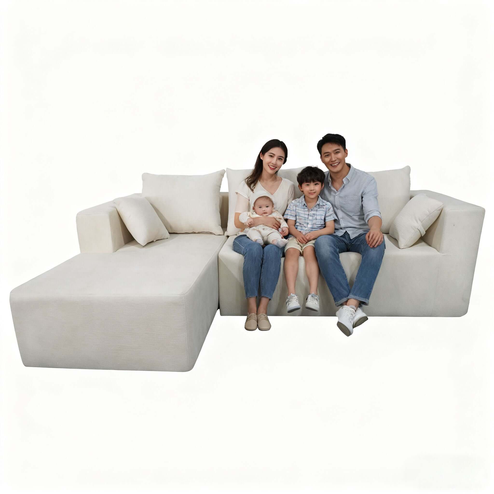 Modular Corner Sofa With Soft Linen Fabric
