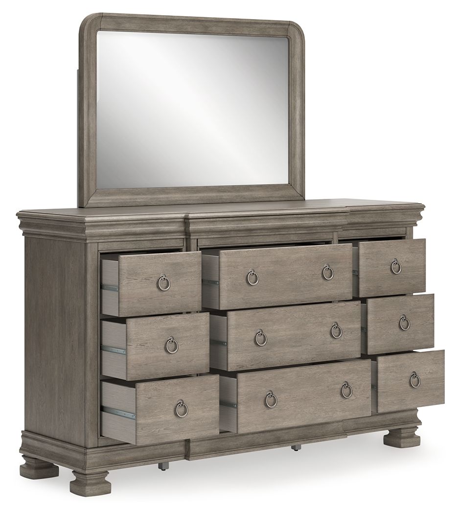 Signature Design by Ashley® Lexorne - Gray - Dresser And Mirror | Meri Furniture