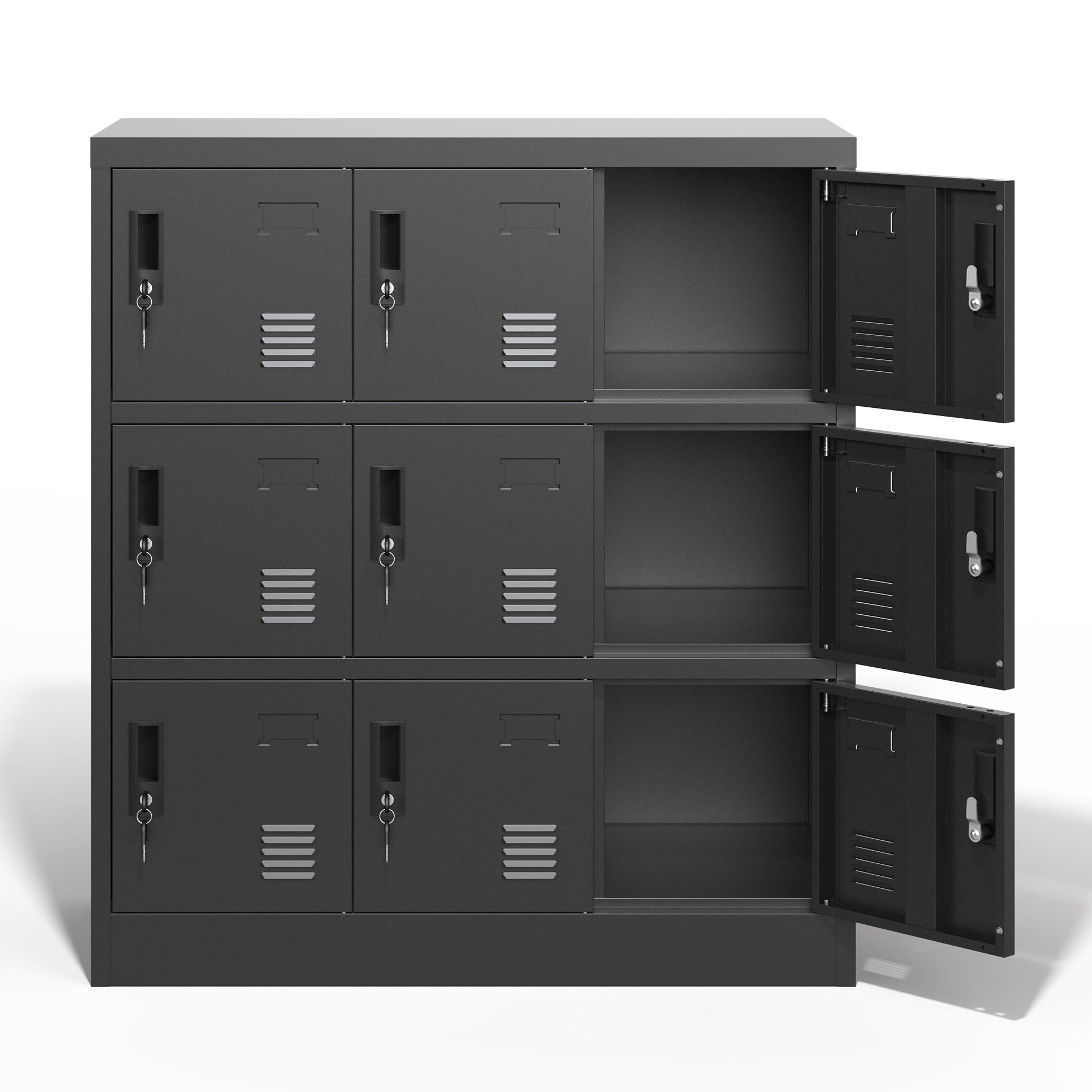 9 Door Employee Storage Locker With Card Slot, Lockers For Office, Gym, School, And Home - Black