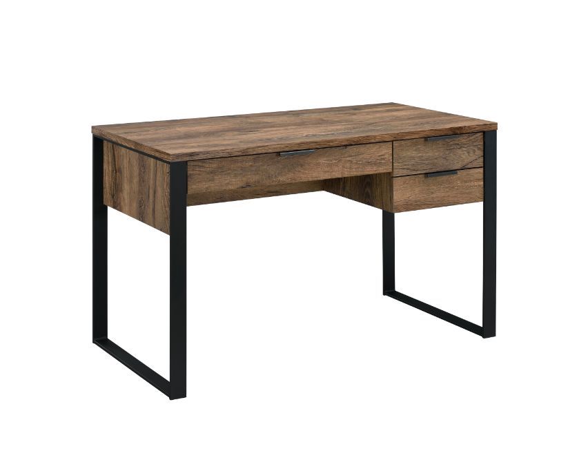 ACME Aflo - Writing Desk - Weathered Oak & Black Finish | Meri Furniture