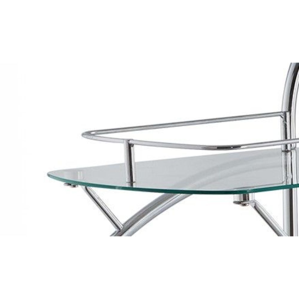 ACME Badin - Serving Cart - Chrome & Clear Glass | Meri Furniture