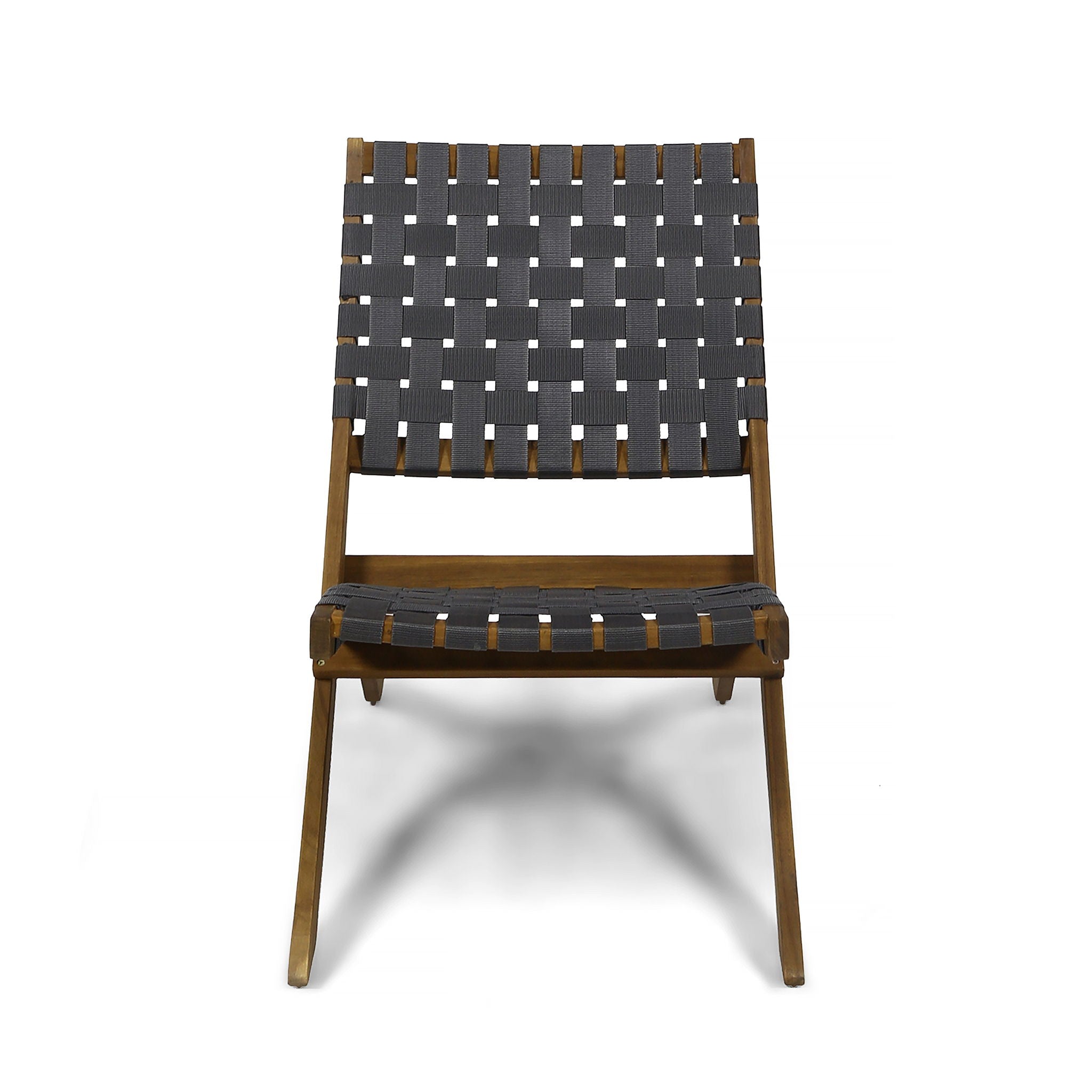 Solidago - Outdoor And Strapping Belt Folding Chairs, (Set of 2) - Black / Brown