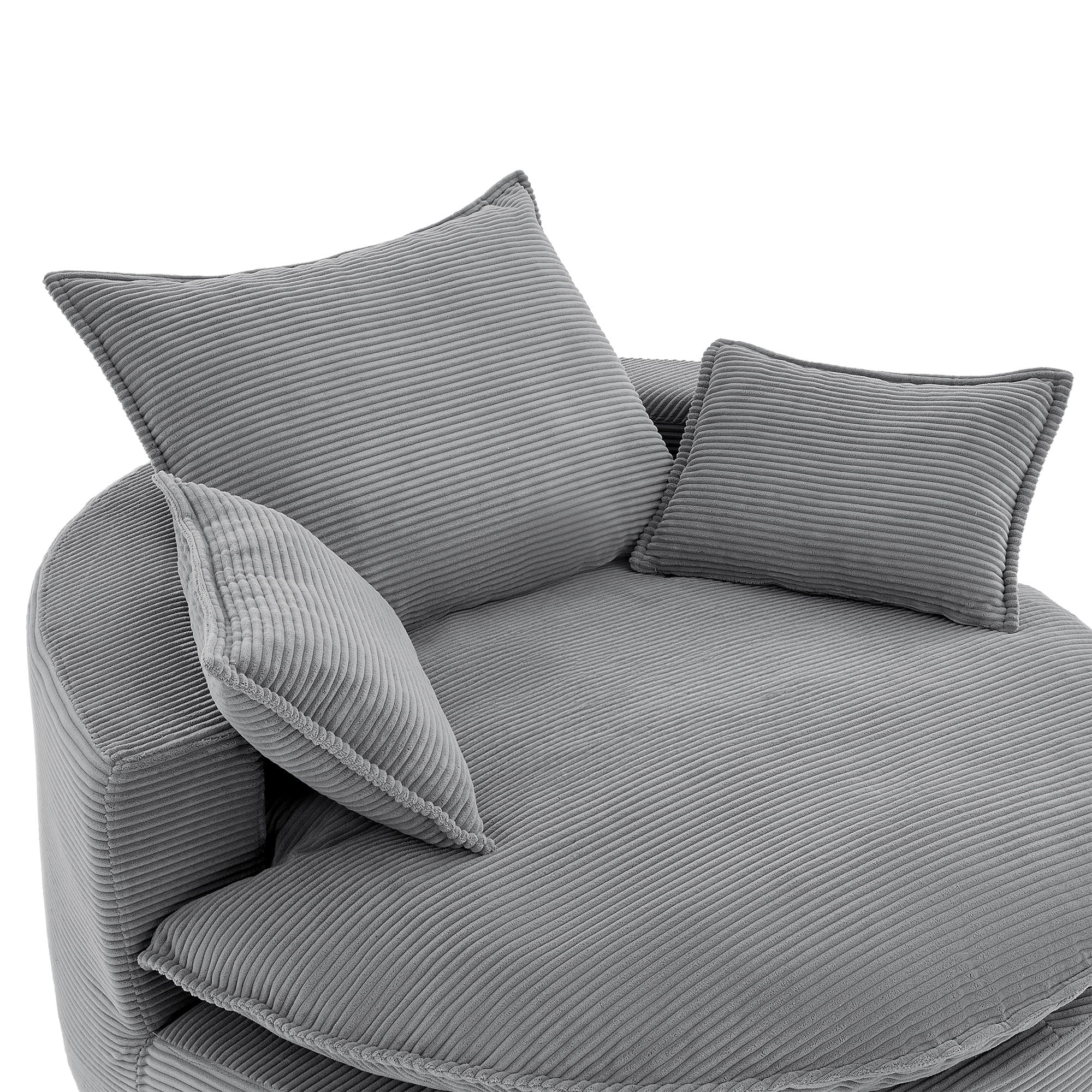 360° Swivel Accent Barrel Chair With Dual Layer Cushion And 3 Removable Pillows