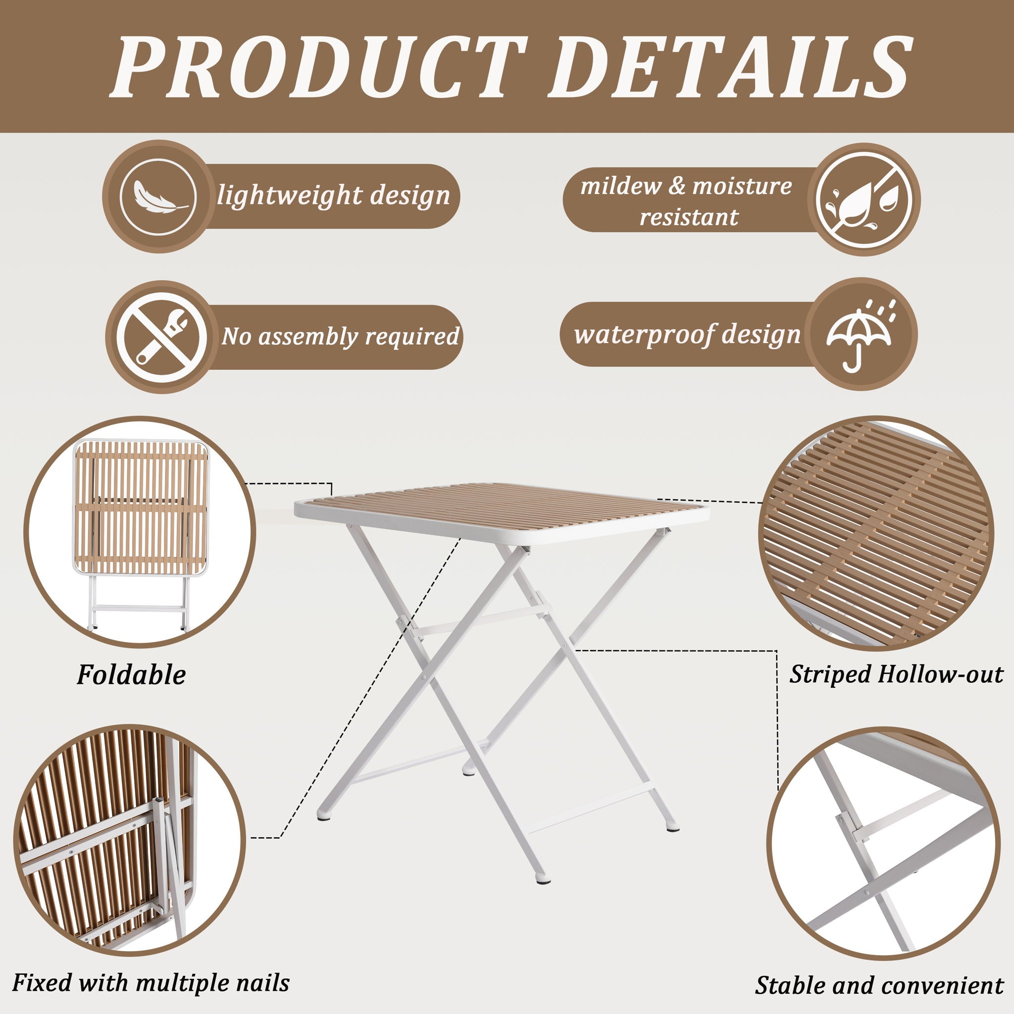 2 Pack Lounge Chair Set & Folding Square Table