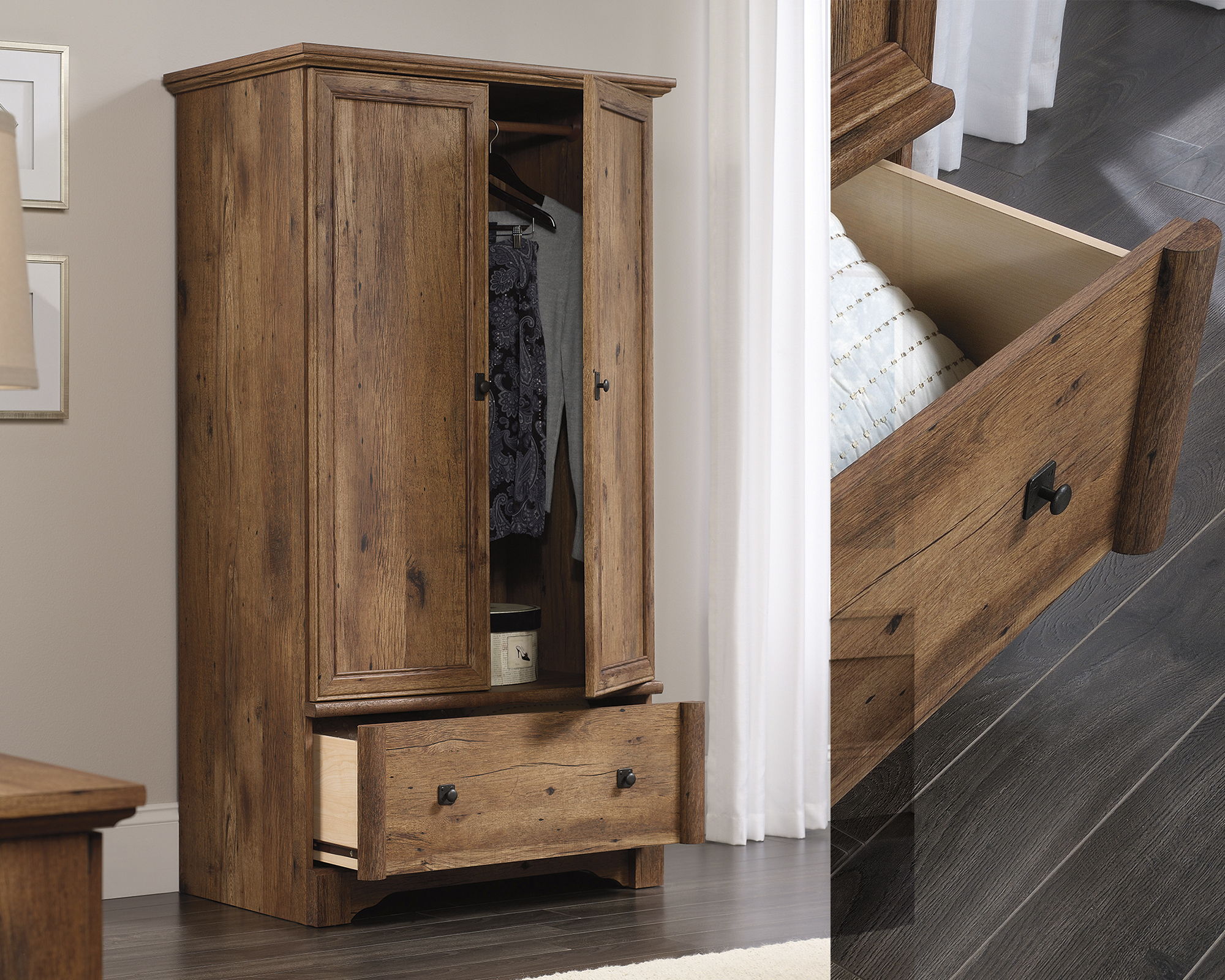 Palladia Armoire in Vintage Oak