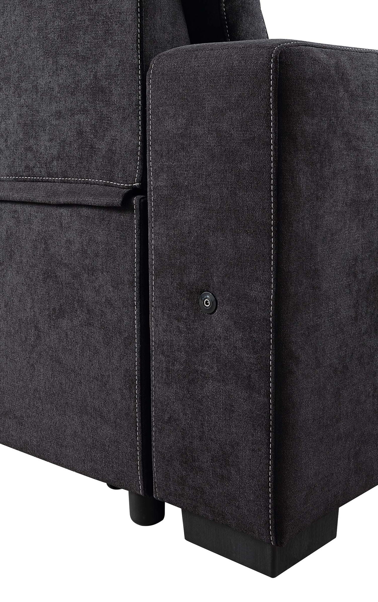 Toby - Woven Fabric Reversible Sleeper Sectional Sofa With Storage Chaise Cup Holder Charging Ports And Pockets