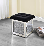 Noralie - 16" Ottoman With Storage - Mirrored & Faux Diamonds