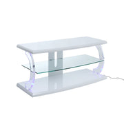 ACME Aileen - TV Stand - White & Clear Glass | Meri Furniture