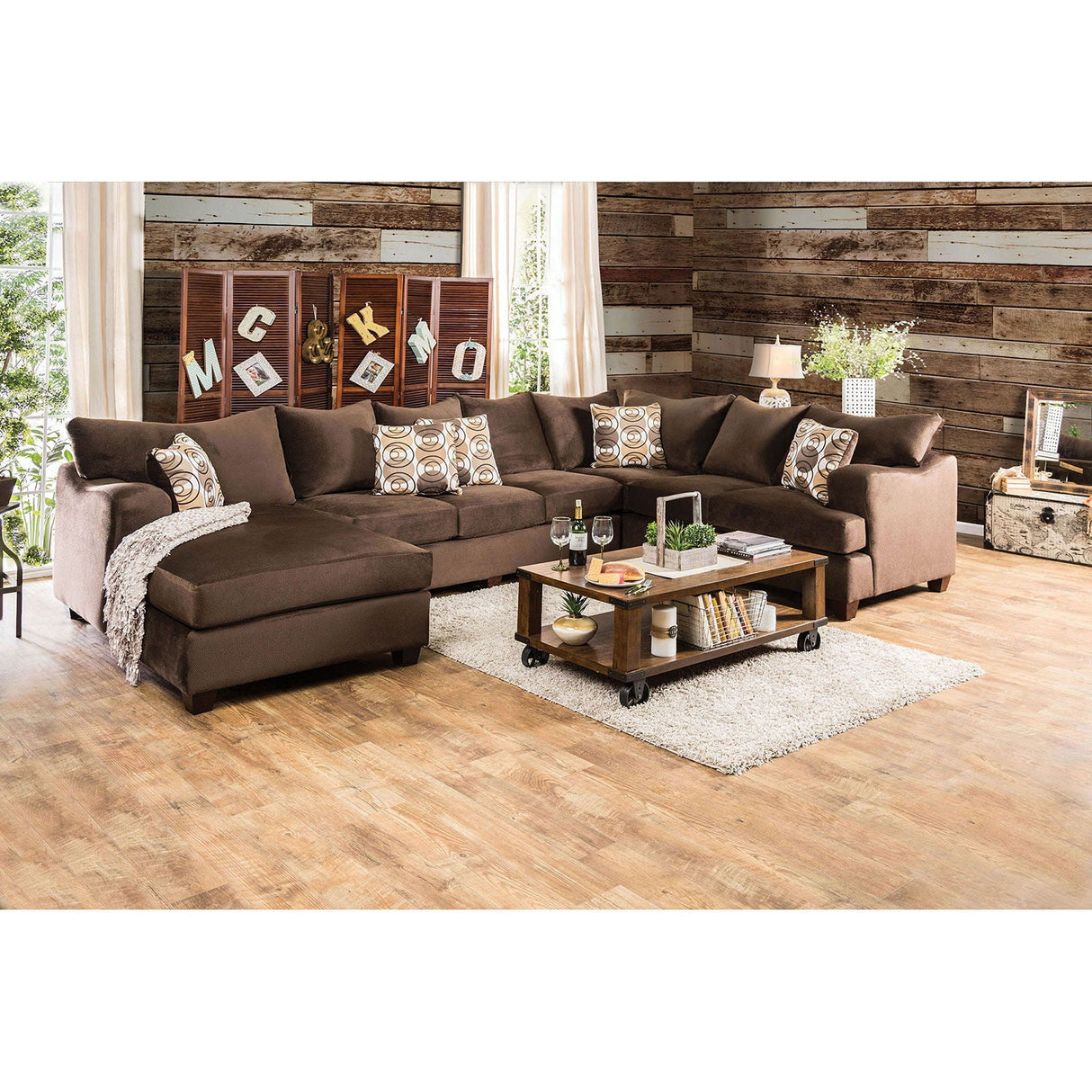 Furniture of America Wessington - U-Shaped Sectional - Chocolate | Meri Furniture