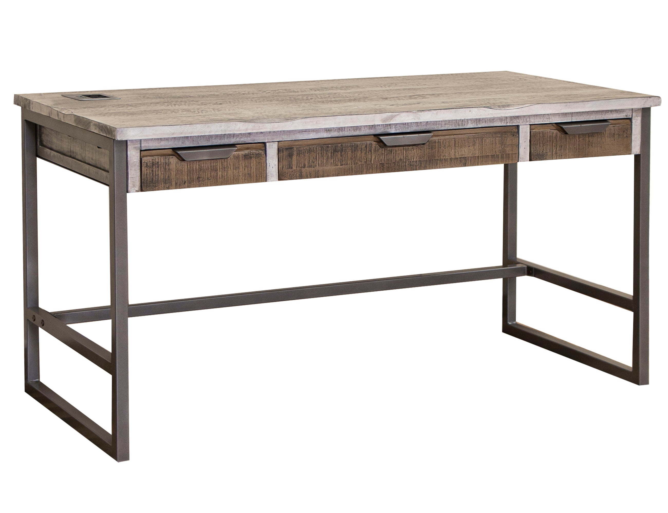 International Furniture Direct Mita - Desk - Honey Brown / Light Gray | Meri Furniture