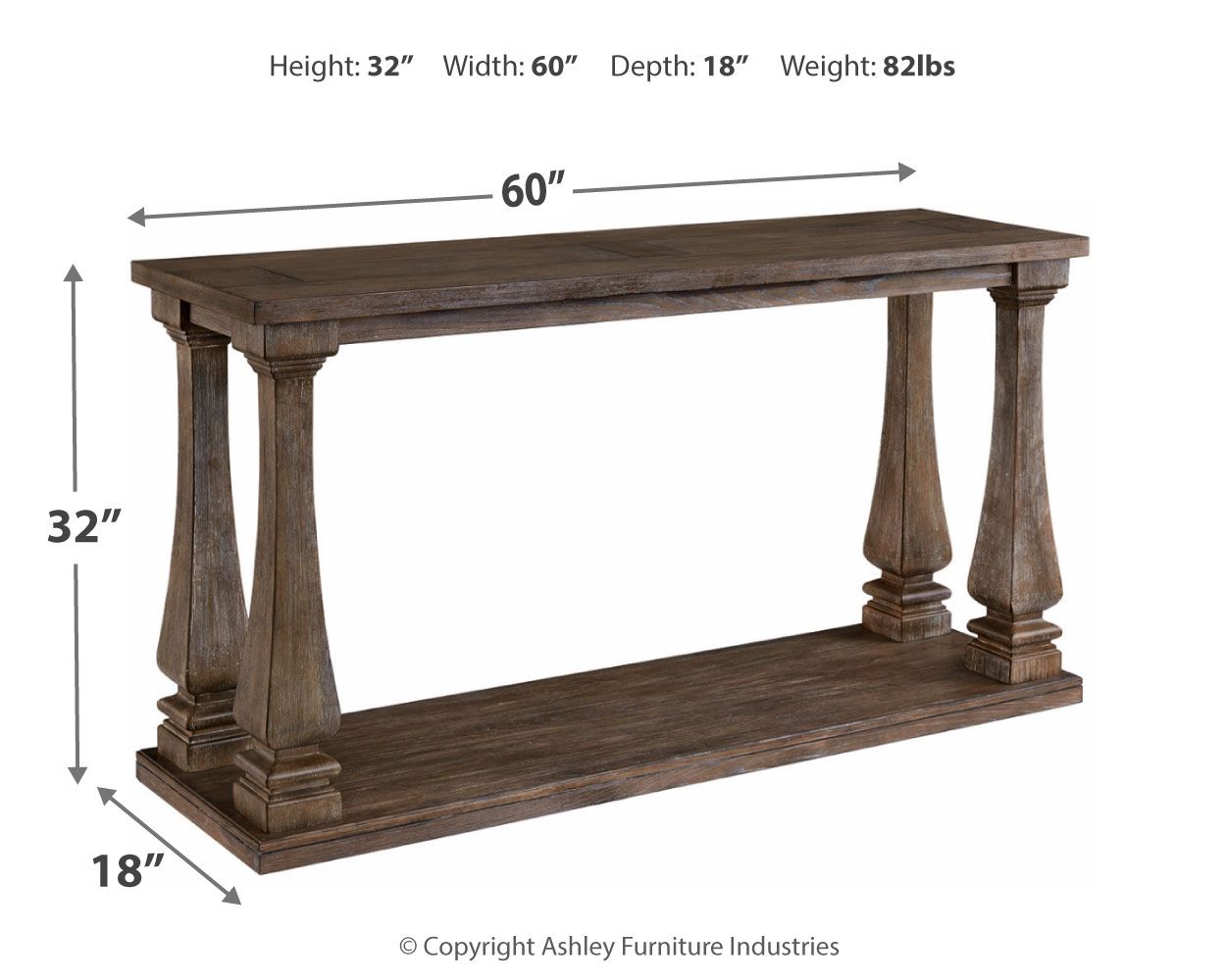 Ashley Furniture Johnelle - Gray - Sofa Table | Meri Furniture