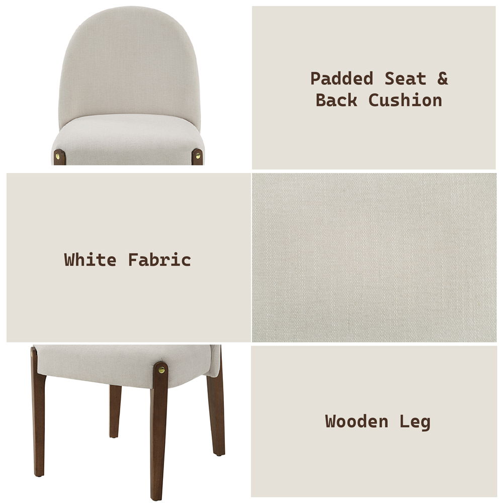 Gamarya - Side Chair Set of 2) - White Fabric & Oak