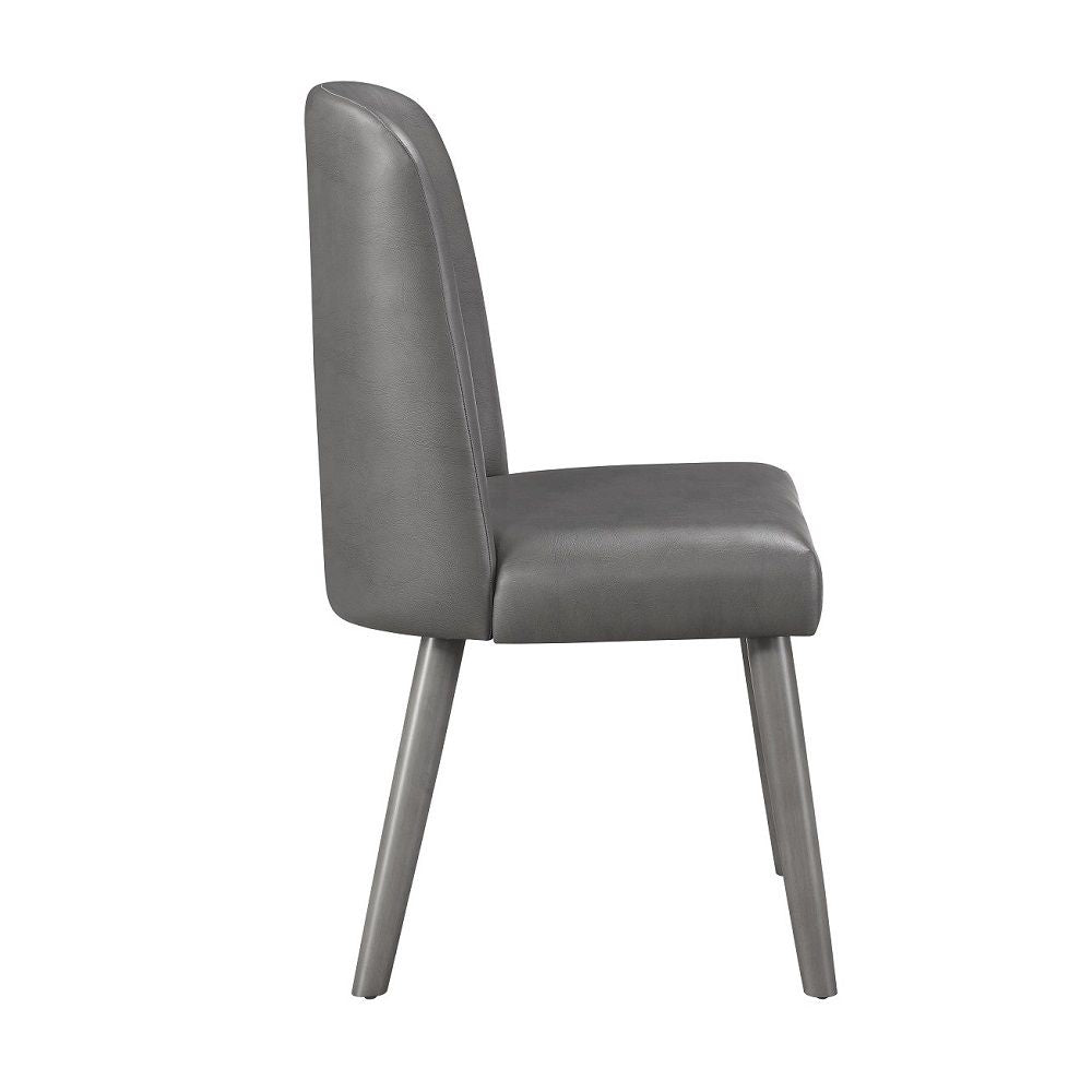 Waylon - Side Chair Set of 2) - Gray Synthetic Leather & Gray Oak