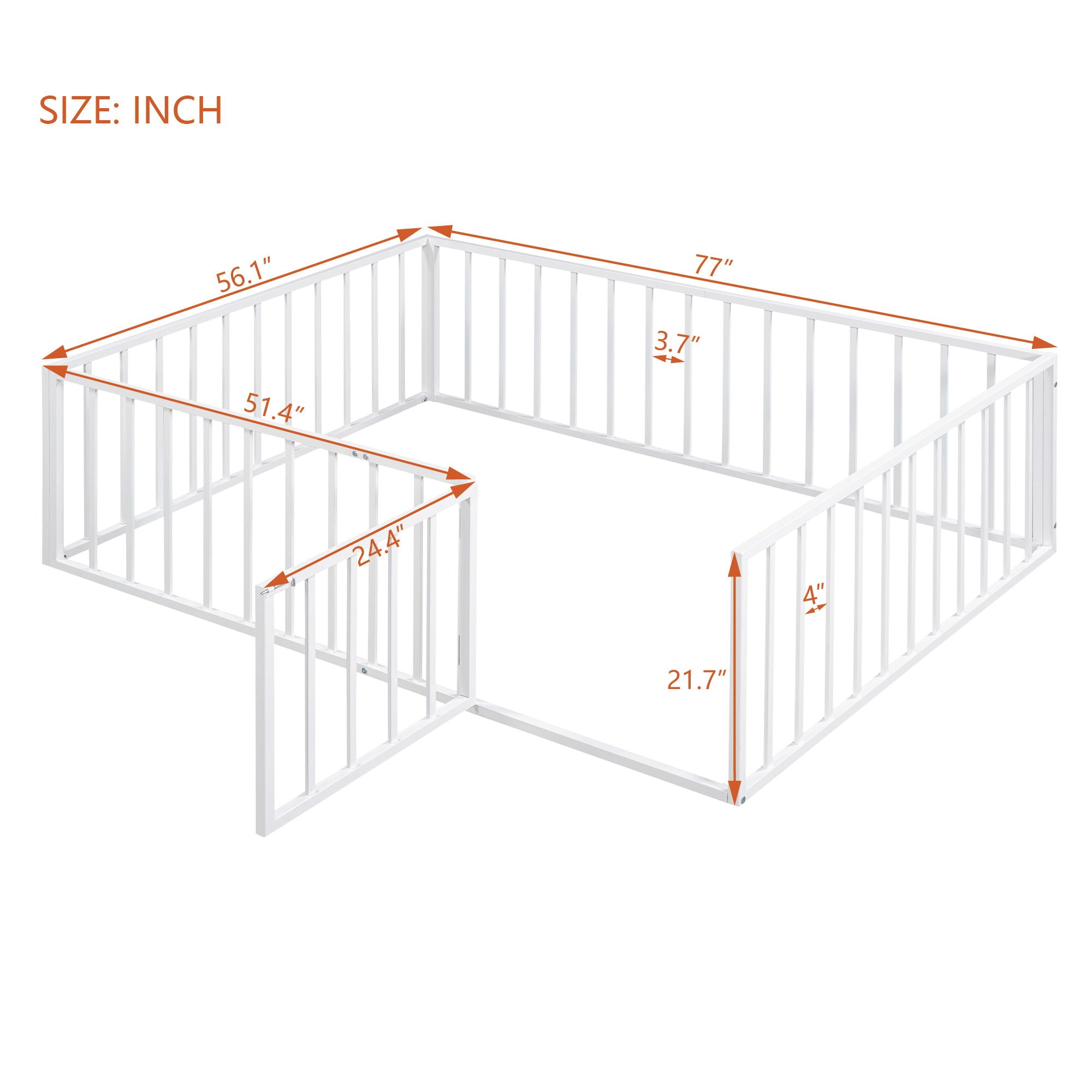 Metal Floor Bed Frame With Fence And Door