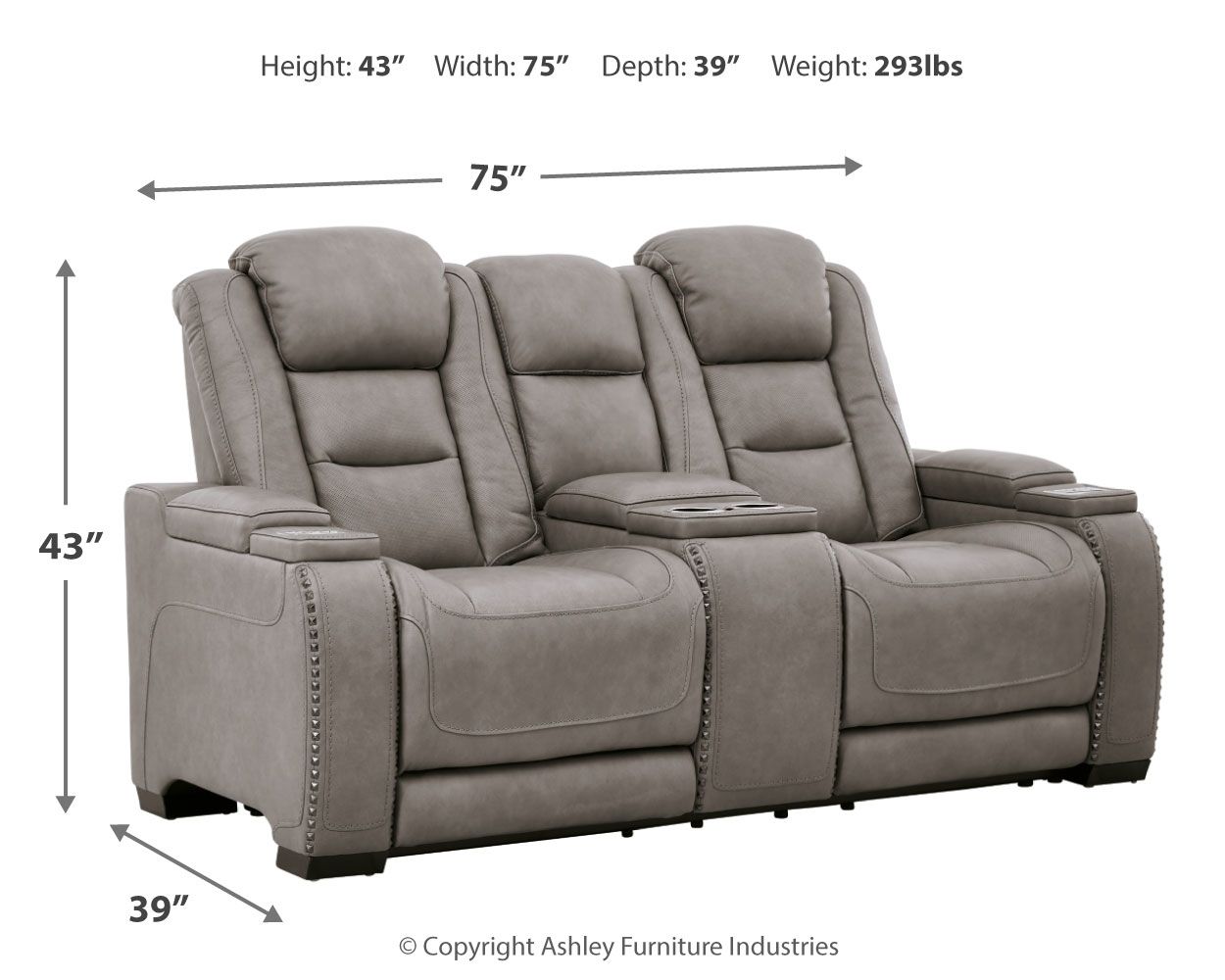 Ashley Furniture The Man-Den - Power Reclining Loveseat | Meri Furniture