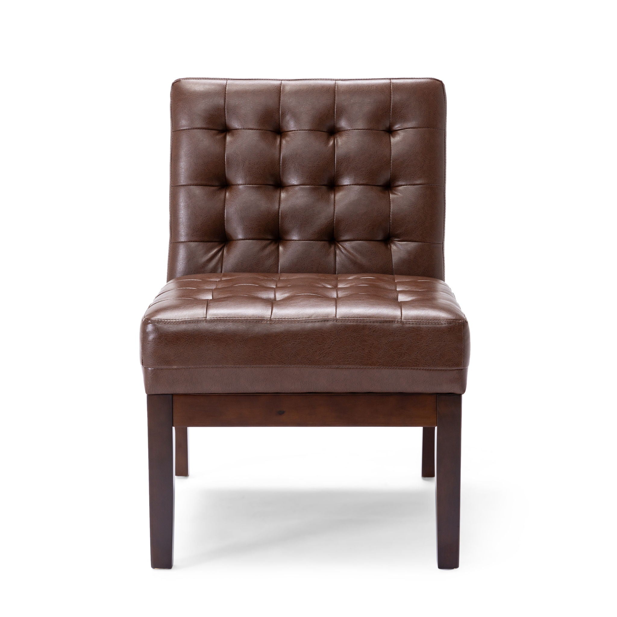 Contemporary Accent Chair With Tufted Waffle Stitch - Dark Brown