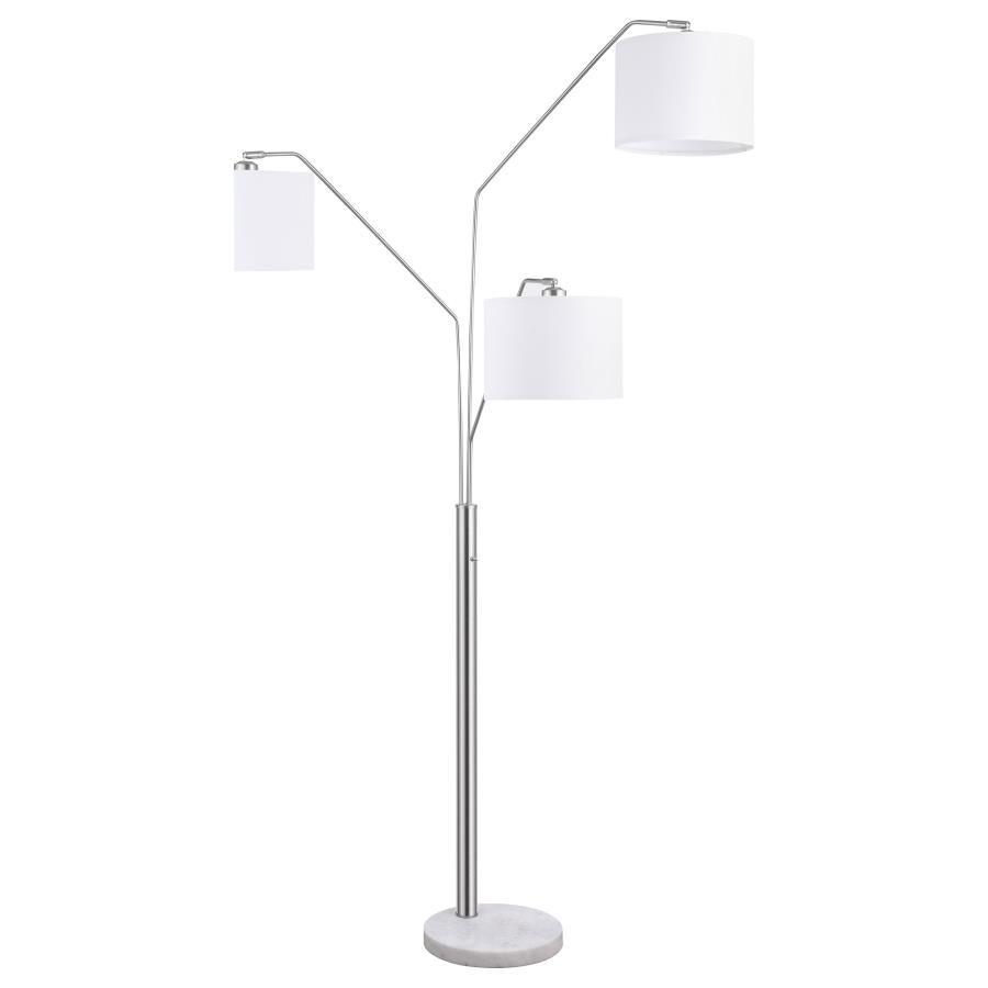 Jirou - Drum Shade Tree Floor Lamp - Satin Nickel