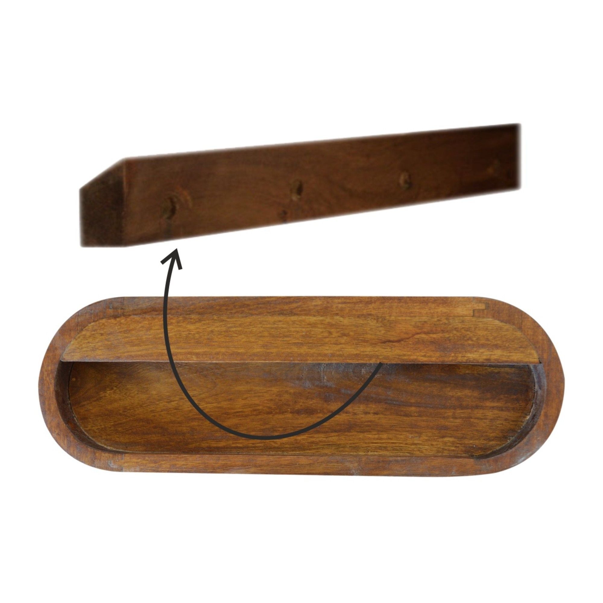 Wall Mounted Round Bedside Table - Chestnut