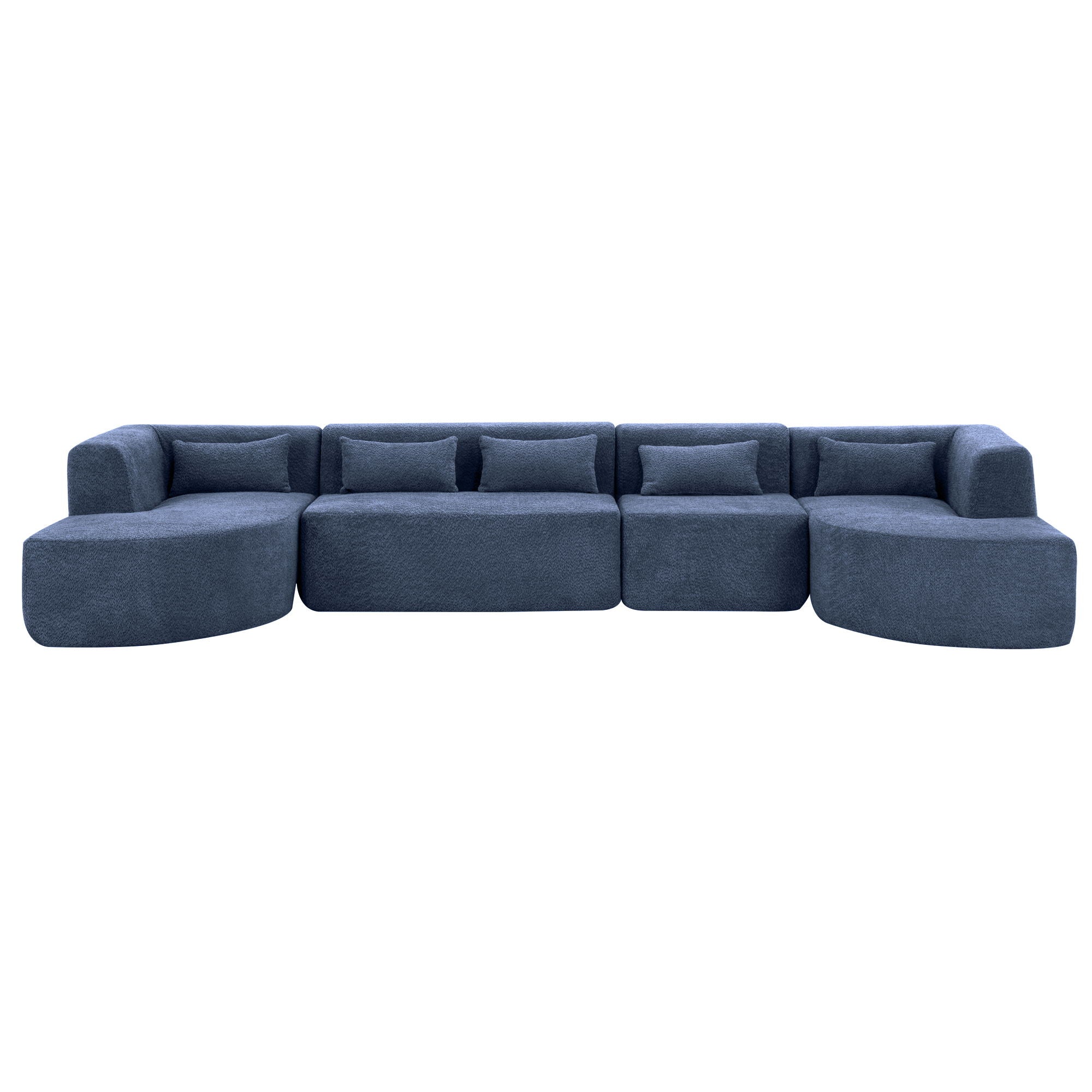 Upholstered Sofa Free Combined Sofa Couch With 2 Chaise Lounge And Five Back Pillows For Living Room