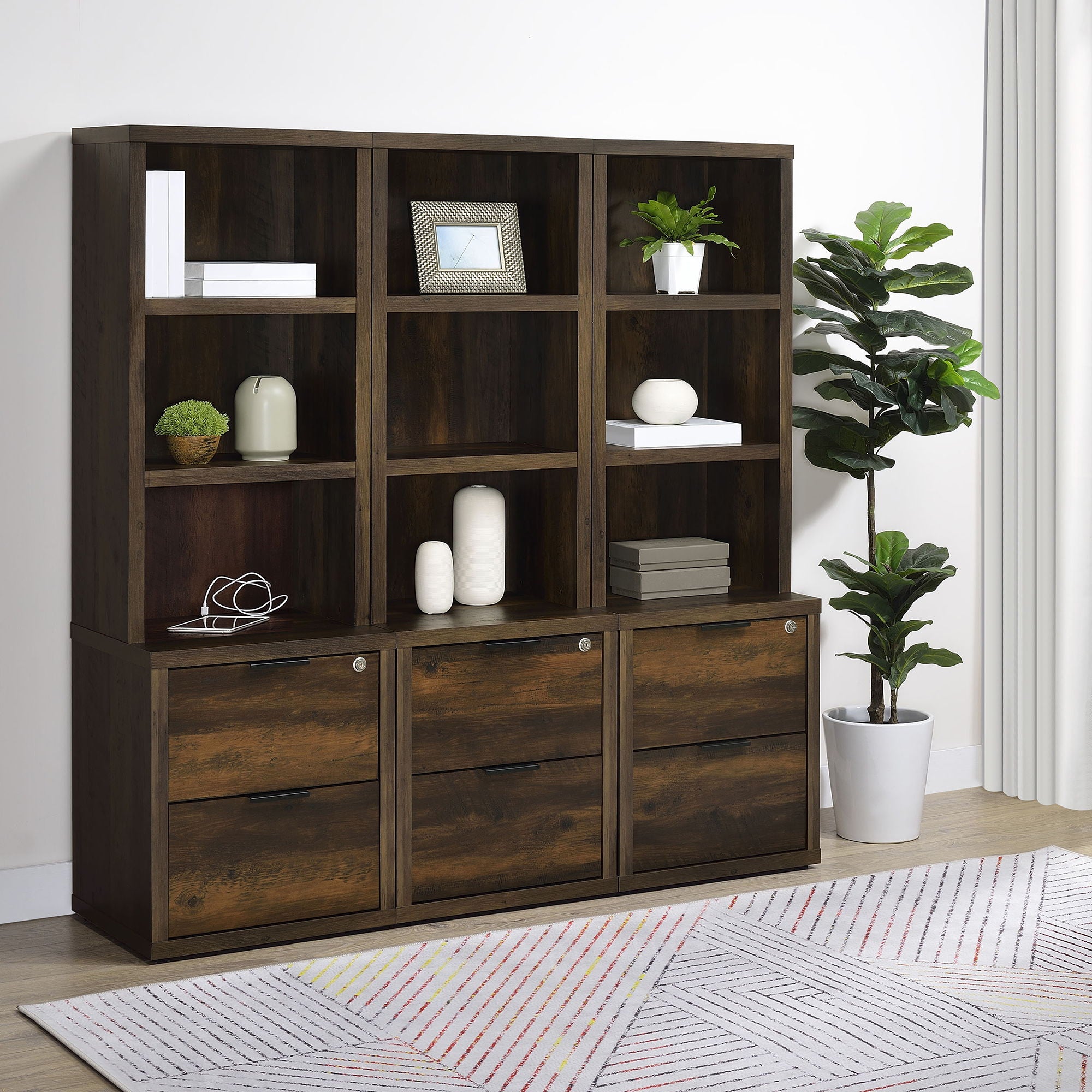 Geary - 3 Shelf Bookcase With USB Charging And Lockable Top Drawer