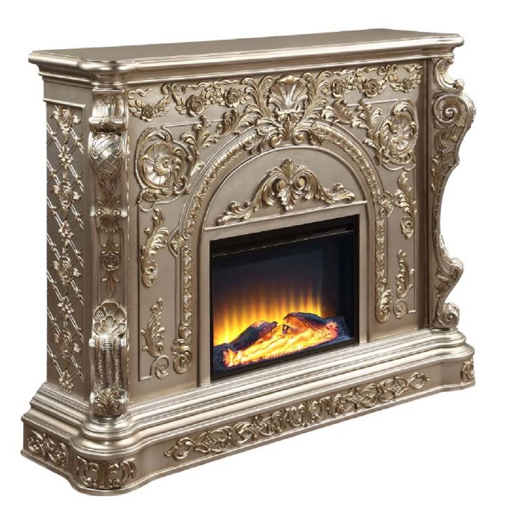 ACME Zabrina - Fireplace - Antique Silver Finish - 49.5" | Meri Furniture