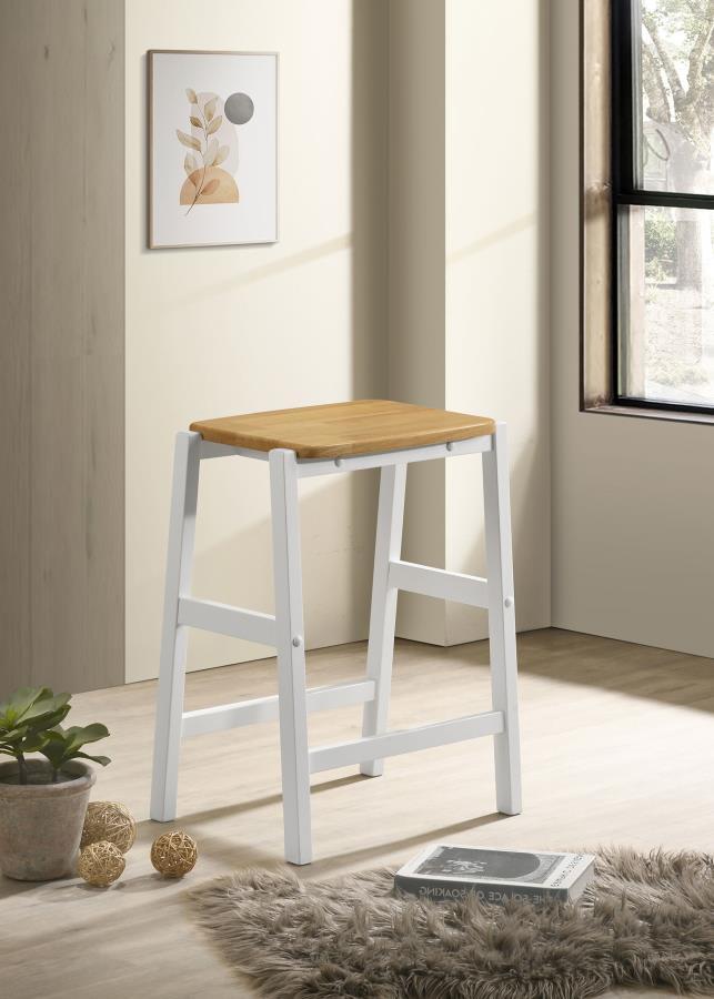 Coaster Fine Furniture Edgeworth - Wood Backless Counter Stool (Set of 2) - White | Meri Furniture