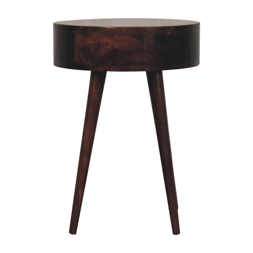 Nordic Circular Shaped Bedside Table - Walnut