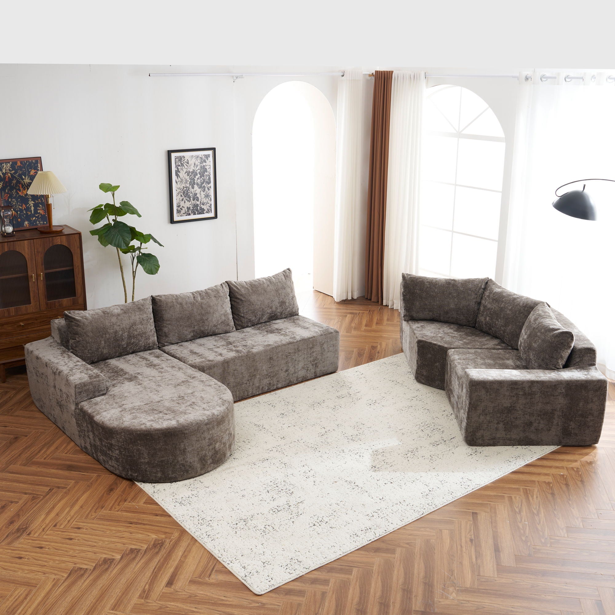 U-Shaped Oversized Modular Cloud Sectional Sofa With Deep Seat For Living Room