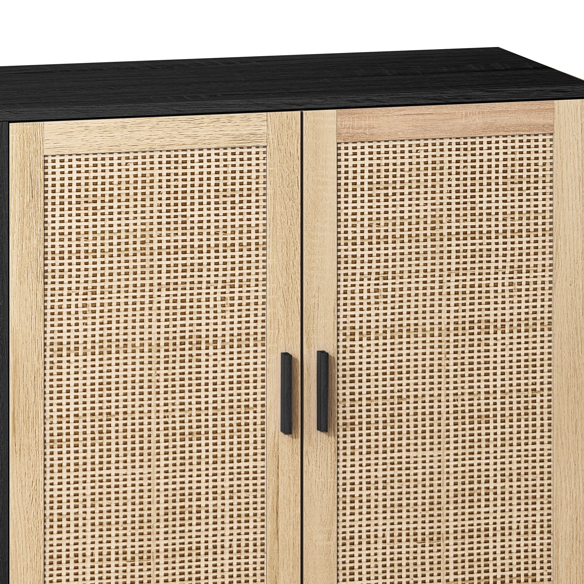 Elegant And Functional 4 Door Rattan Decorative Storage Cabinet