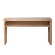 Modern Rustic Console Table, Wood Entryway Table With Shelf & Decorative Bead Detail - Natural