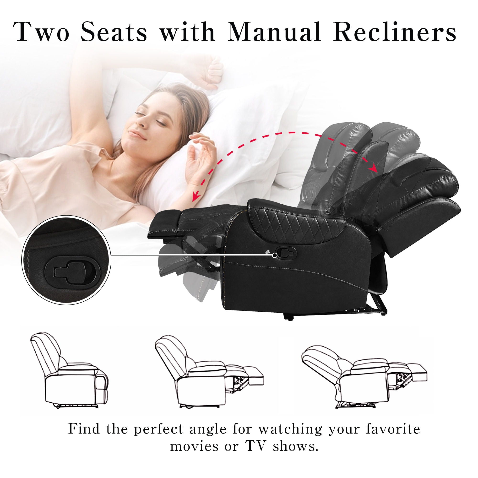 Manual Reclining Sectional Sofa Set, L Shaped Symmetrical Motion Sofa Corner Couch Sets With Storage Boxes, 4 Cup Holders And LED Light Strip For Living Room