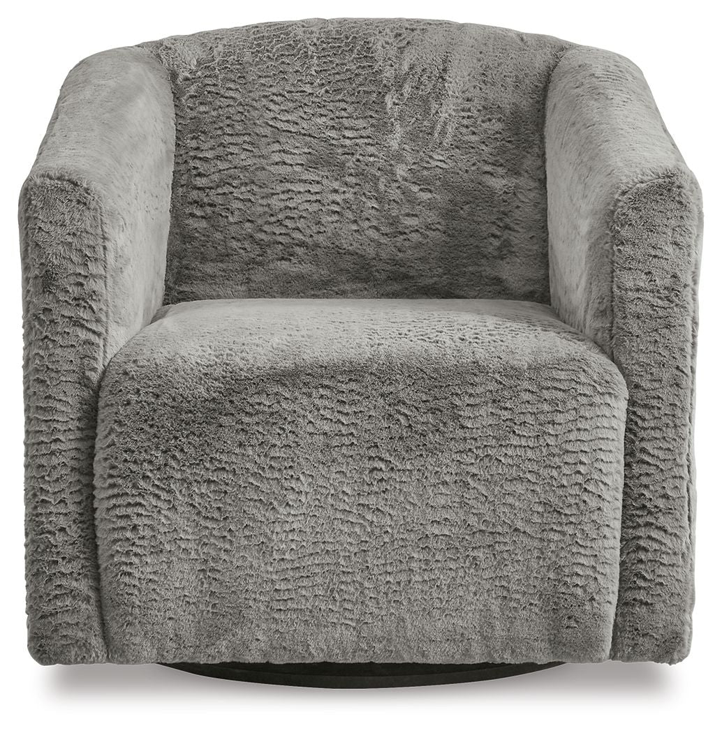 Signature Design by Ashley® Bramner - Charcoal - Swivel Accent Chair | Meri Furniture