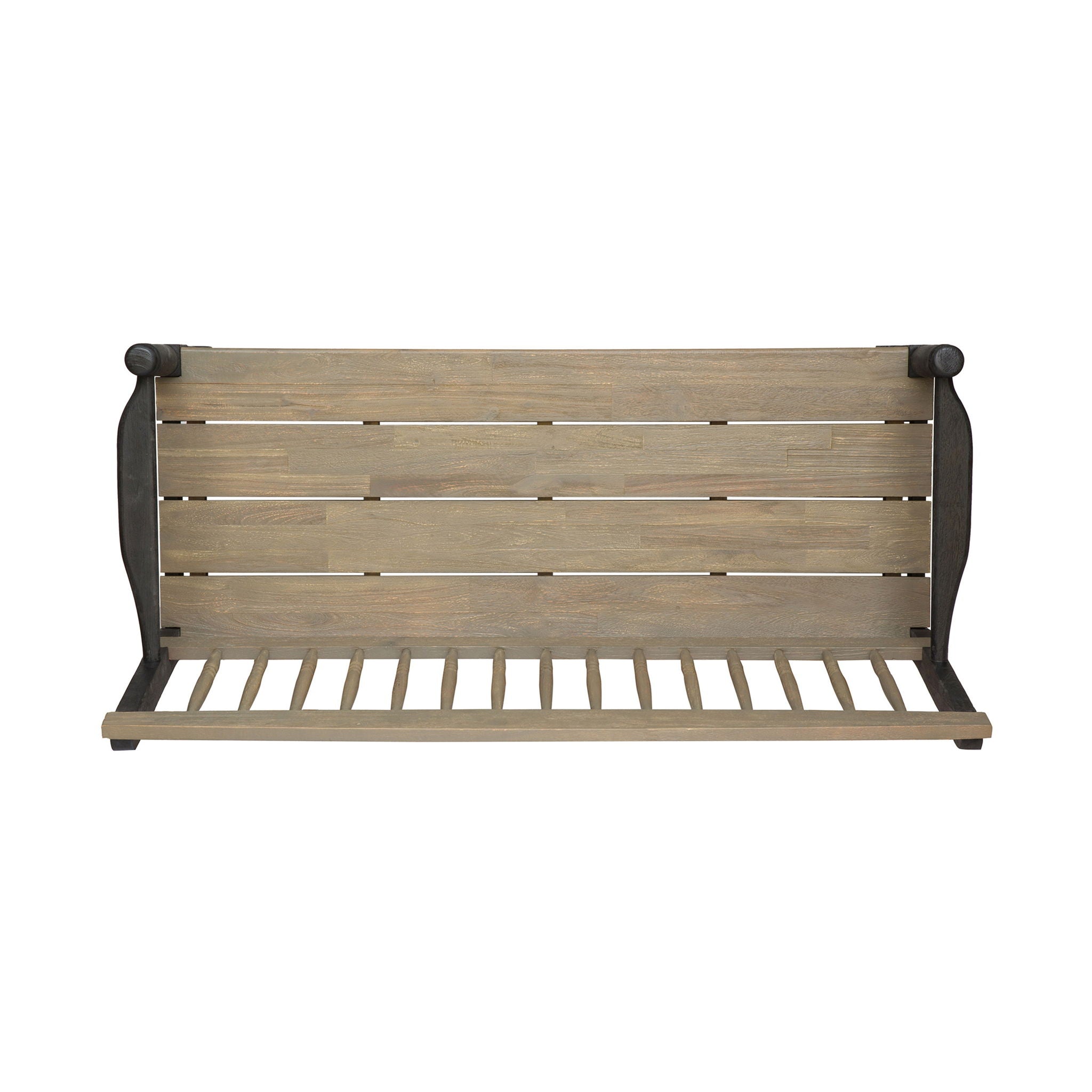 Slatted Bench With Built In Shelf