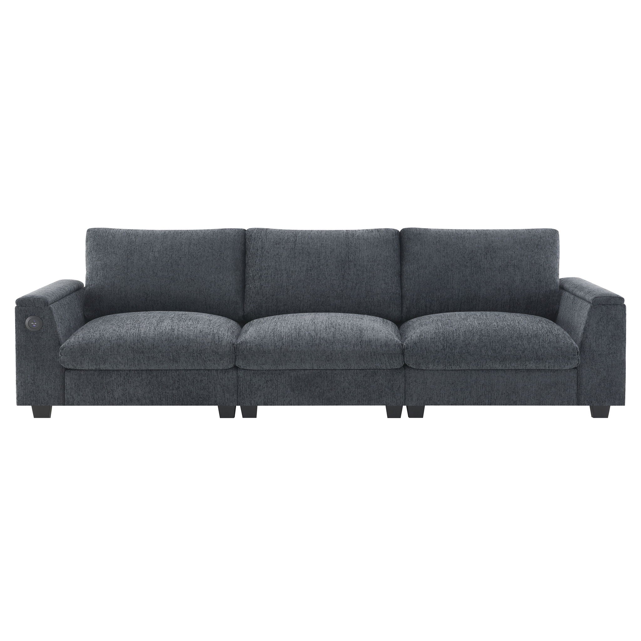 Sectional With Bluetooth Speaker Comfy Cloud Couch Set With Drop Down Table Cup Holders, USB Charger Storage Armrest Wide Seat Sofa