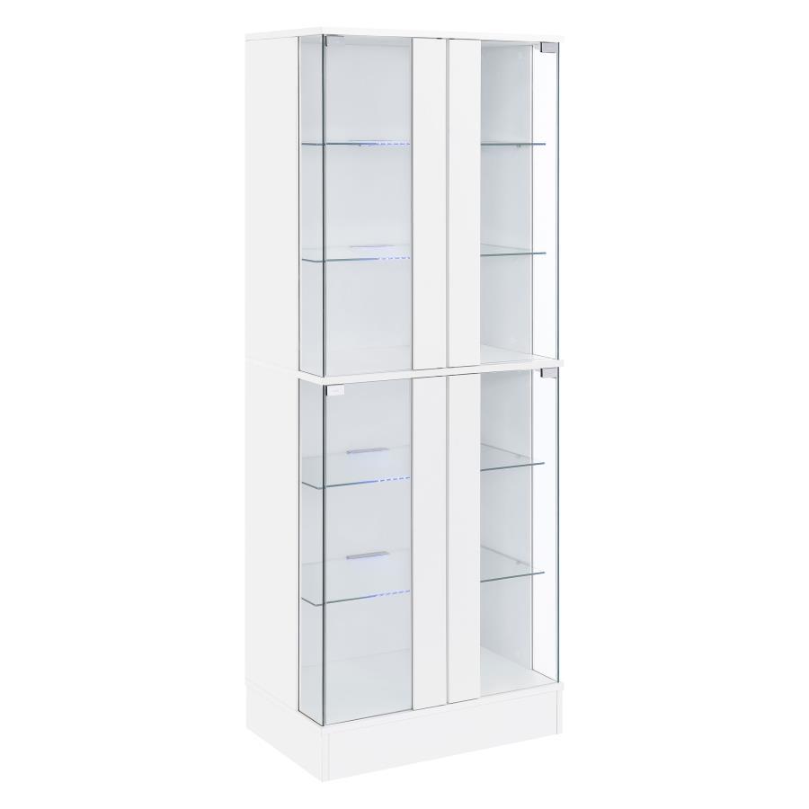Coaster Fine Furniture Cabra - 4-door LED Curio Display Cabinet | Meri Furniture