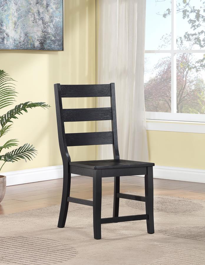 Coaster Fine Furniture Newport - Ladder Back Wood Dining Side Chair (Set of 2) - Black | Meri Furniture