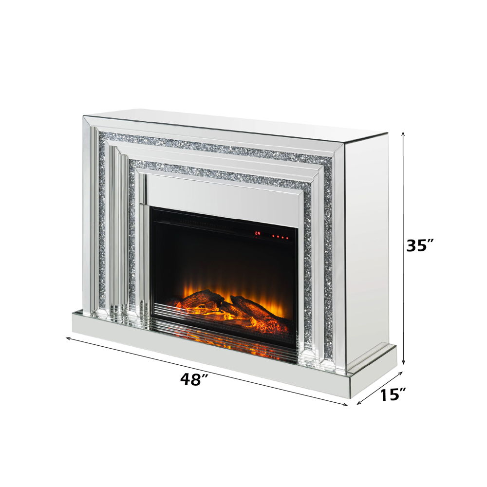 Noralie - 35" Fireplace - Mirrored & Faux Diamonds