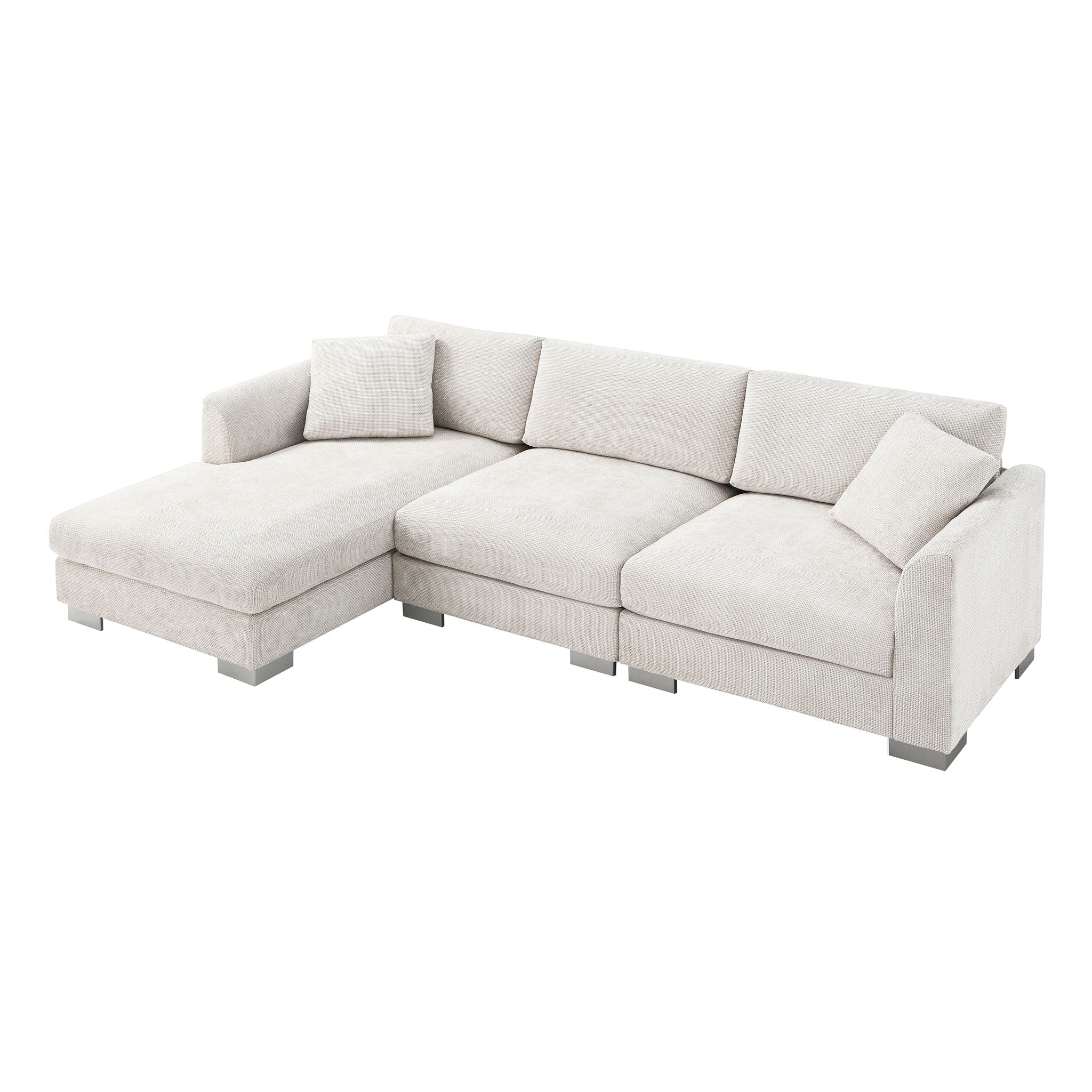 Modern Cloud Sectional Sofa L Shaped Luxury Couch Set With 2 Free Pillows 4 Seat With Oversized Chaise