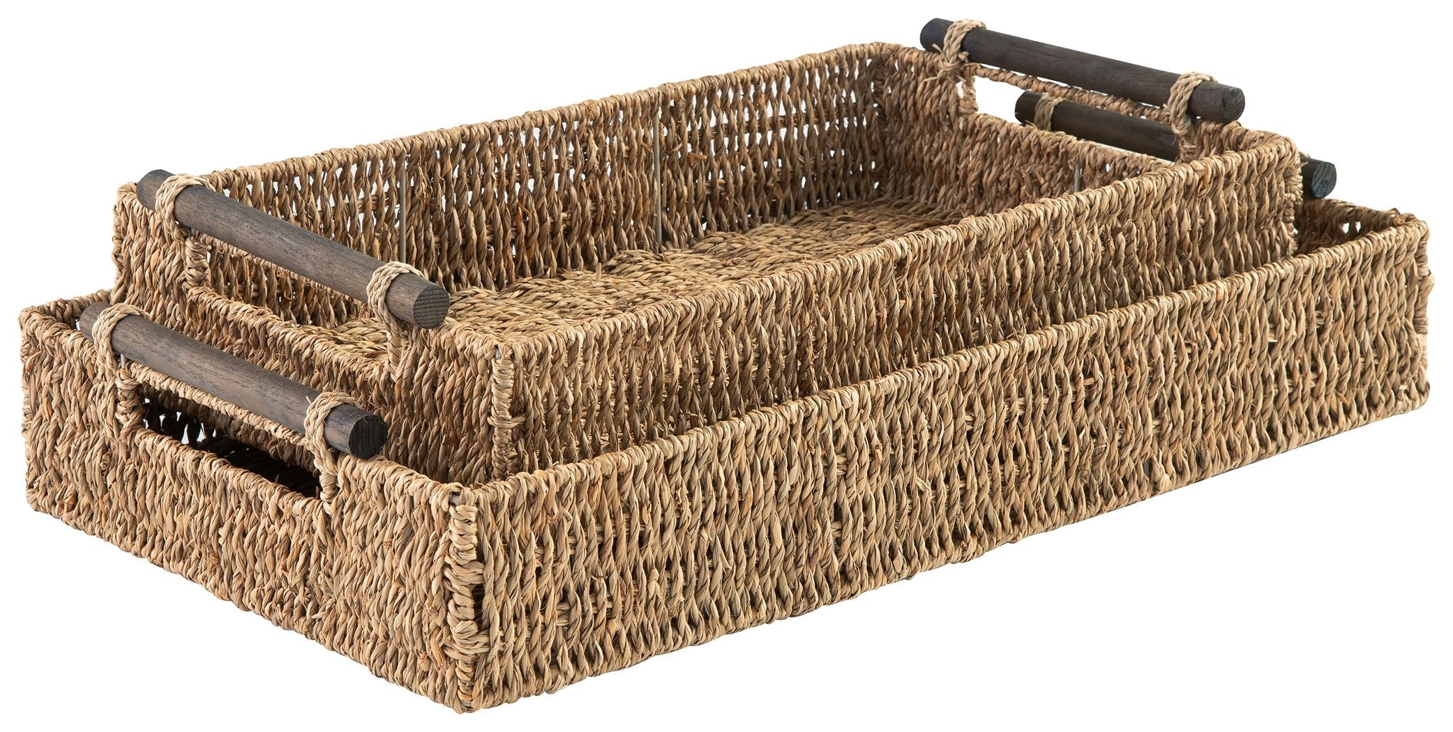 Ashley Furniture Halima - Tan - Tray Set (Set of 2) - Seagrass | Meri Furniture