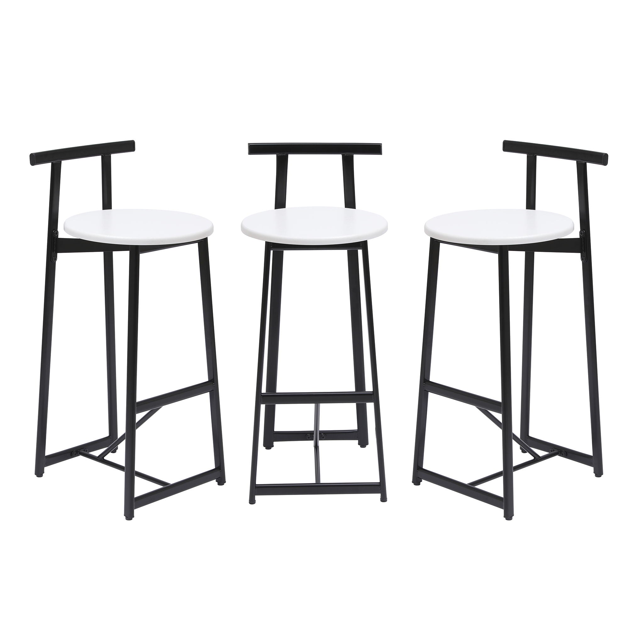 Modern Bar Stools With Backrest For Kitchen (Set of 3)