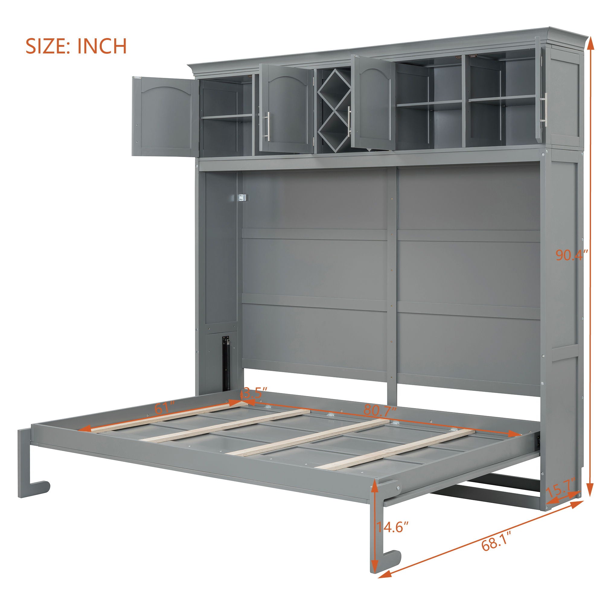 Murphy Wall Bed With Top Cabinets & Wine Rack