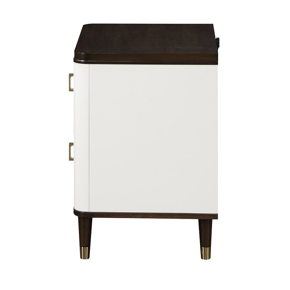 ACME Carena - Nightstand With USB - White & Brown | Meri Furniture