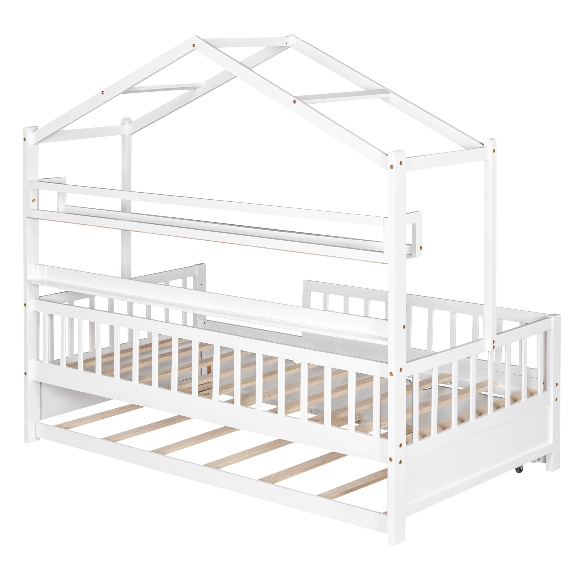 Playhouse Bed With Trundle, Kids Bed With Shelf