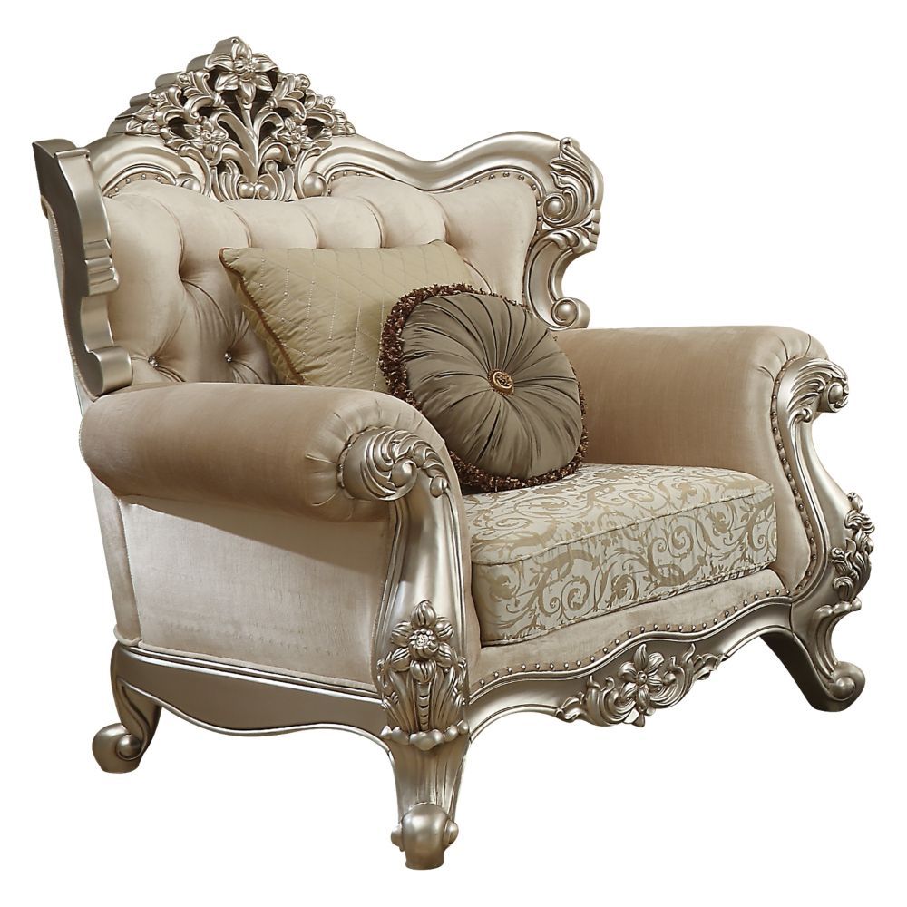 Bently - Chair With 2 Pillows Same Lv01581) - Fabric & Champagne