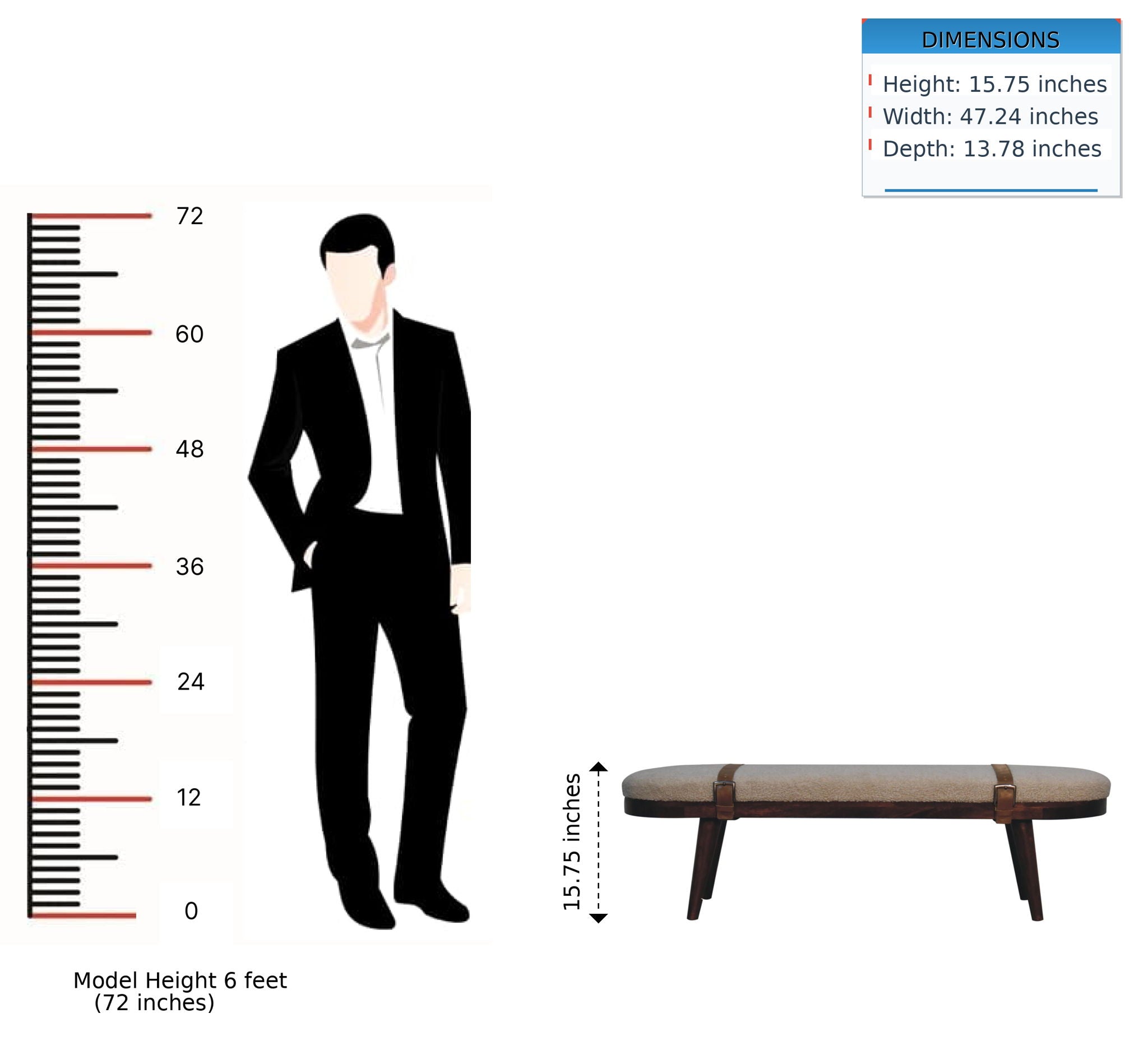 Nordholm Boucle Bench - Walnut