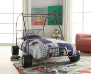 ACME Thrill to your little racer's with the Xander collection. Featuring a fascinating Go Kart design with a racing flag decor headboard and metal tube supporting slat system. The hip design of this bed will bring many years of sleepy happy nights. | Meri