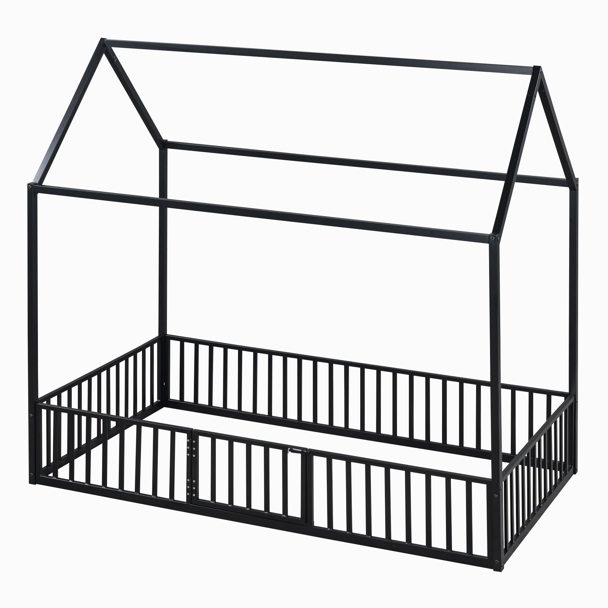Metal House Bed With Fence And Door