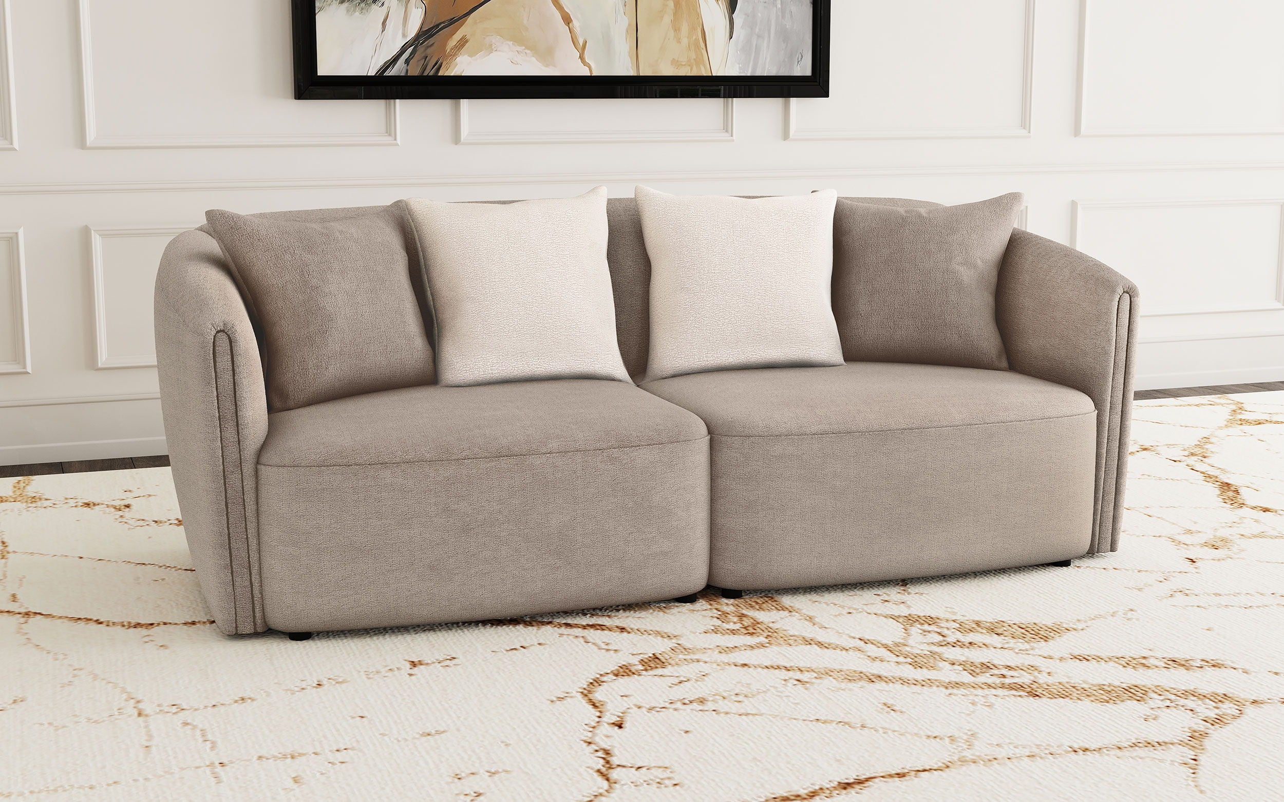 Coaster Fine Furniture Townsend - Chenille Upholstered Rolled Arm Sofa - Latte | Meri Furniture