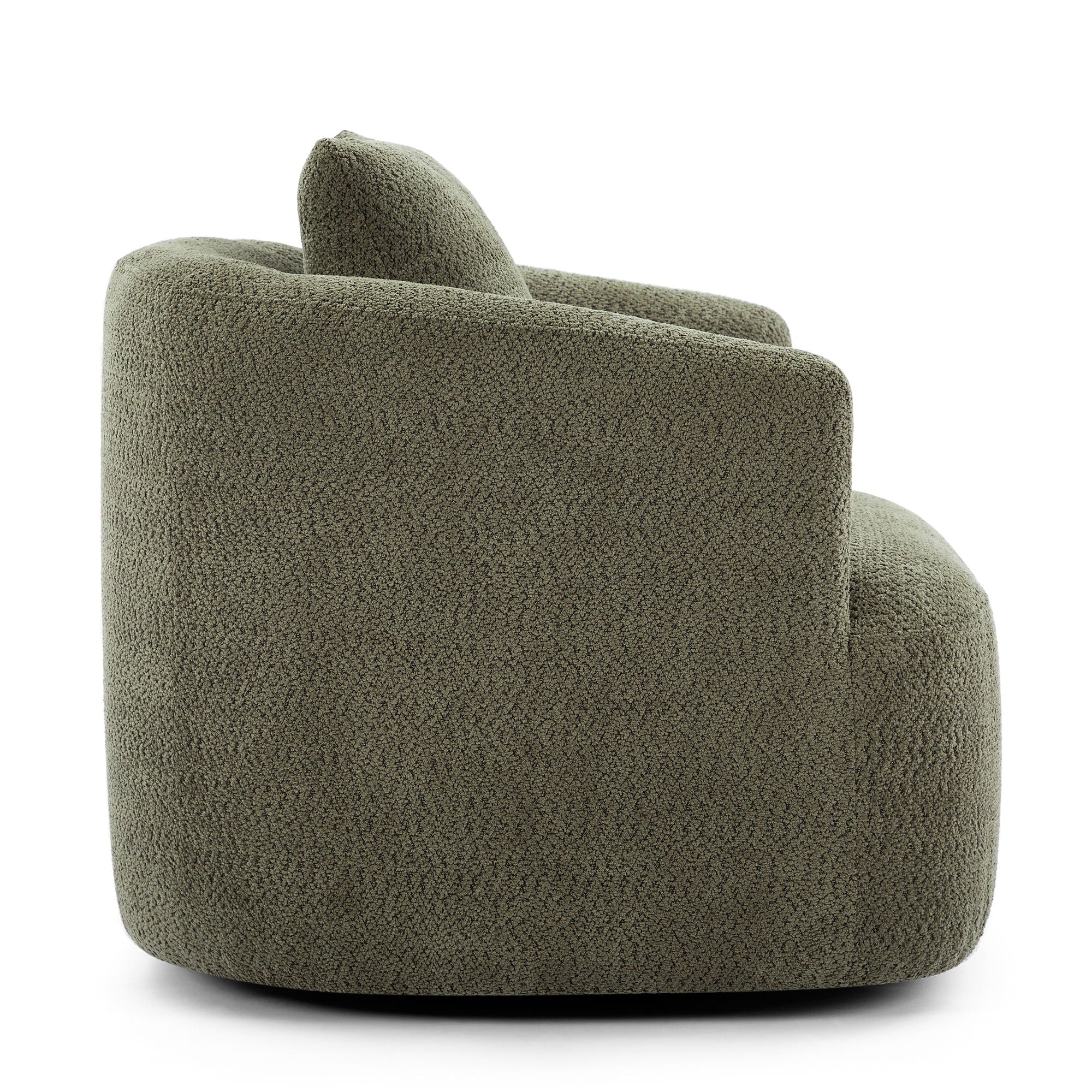 360° Swivel Barrel Sofa Chair With Throw Pillow, Chenille Upholstered Accent Chair
