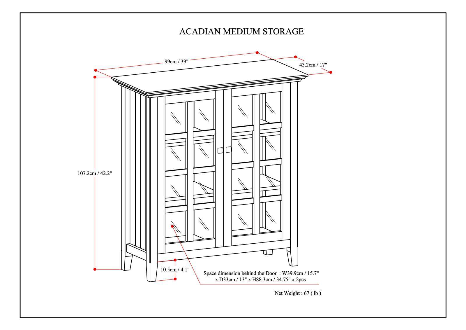 Acadian - Medium Storage Cabinet, Handcrafted